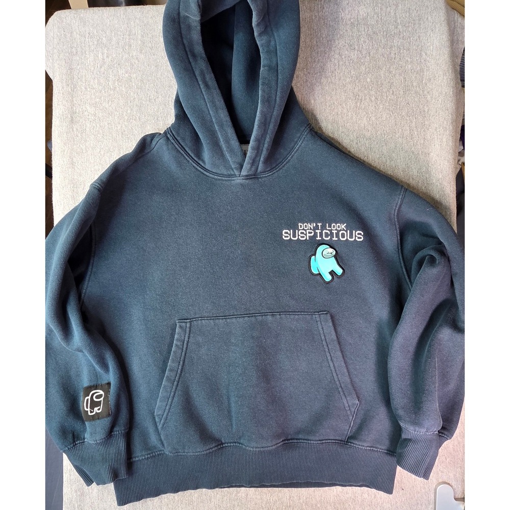 Zara Kids Among Us Hoodie Blue Graphic Sweatshirt Suspicious Size 9-10